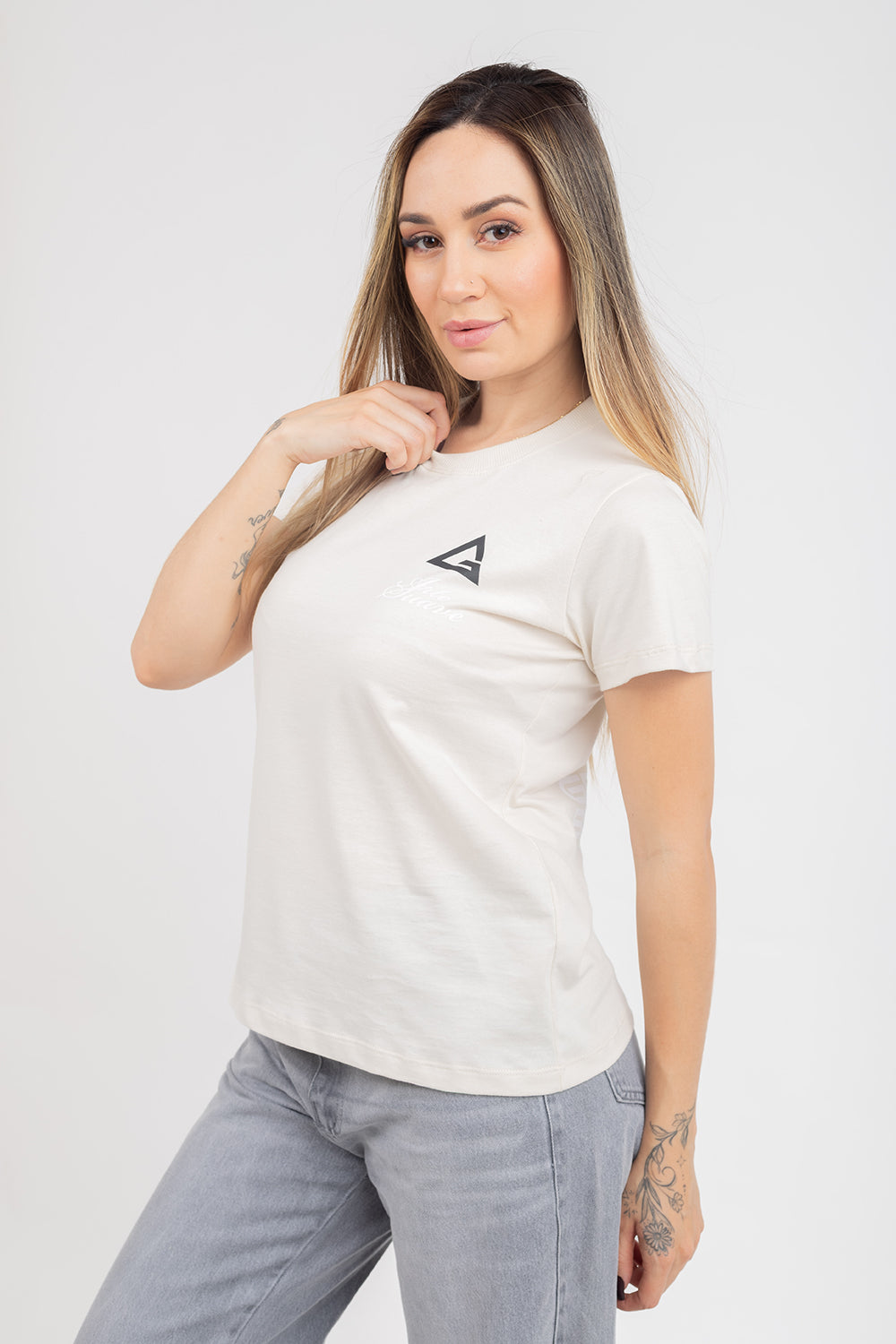 Camiseta Arte Suave V3 Feminina - Bege